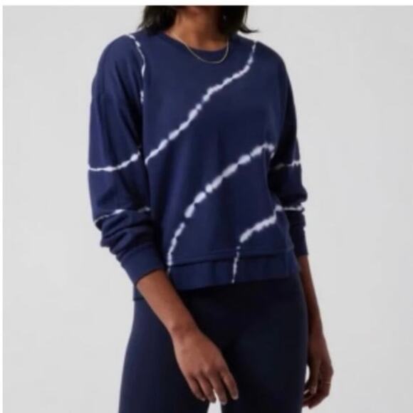 Athleta Tops - Athleta Sundown Long Sleeve Sweatshirt II Tye Die Eclipse Blue Medium Oversized